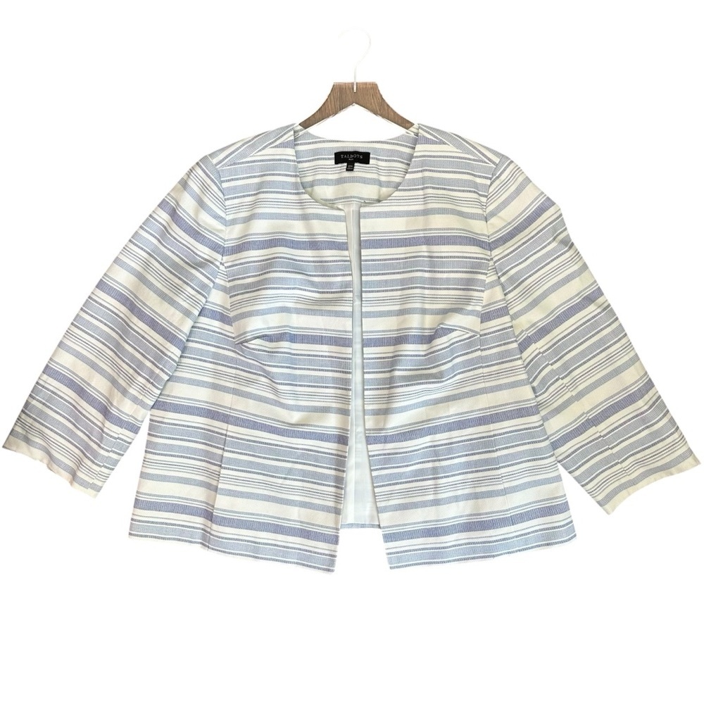 Talbots Stripe Biscay Open-Front Jacket Size 22w - image 2